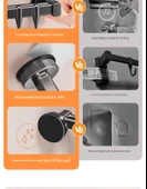 Vakumlu Mutfak Askısı - Çift Sıra 6 Kancalı 40cm - Kapak/Bıçaklı thumbnail 9