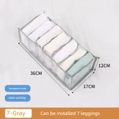 Kumaş Giysi Saklama Kutusu - Gri Tişört 9 Bölmeli 36x25x20 - 6
