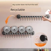 Vakumlu Mutfak Askısı - Çift Sıra 6 Kancalı 40cm - Kapak/Bıçaklı thumbnail 4