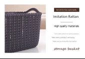 Plastik Rattan Desenli Masaüstü Organizer Sepet - 2'li Ekonomik Set - Kahverengi Orta Boy thumbnail 9