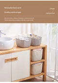 Plastik Rattan Desenli Masaüstü Organizer Sepet - 2'li Ekonomik Set - Kahverengi Küçük Boy - 10