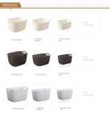 Plastik Rattan Desenli Banyo Sepeti - Açık Gri - Küçük Boy (2 Adet) - 8
