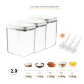 Pirinç ve Tahıl Saklama Kabı - 2L - 3'lü Set - Ölçü Kaşıklı - 1