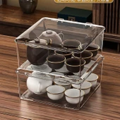 Akrilik Çay Seti Saklama Kutusu - Buz Şeffaf Renk [1 Adet] Kalınlaştırılmış thumbnail 11