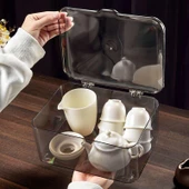 Akrilik Çay Seti Saklama Kutusu - Buz Şeffaf Renk [1 Adet] Kalınlaştırılmış thumbnail 6