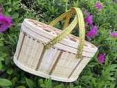 Bambu Örgü Sepet - Bambu Rengi 3.00kg, Ağ Kapaklı, Yeşil Yumuşak Saplı - 9