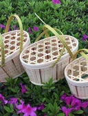 Bambu Örgü Sepet - Bambu Rengi 3.00kg, Ağ Kapaklı, Yeşil Yumuşak Saplı - 4