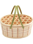 Bambu Örgü Sepet - Bambu Rengi 3.00kg, Ağ Kapaklı, Yeşil Yumuşak Saplı - 6