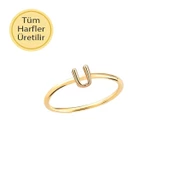 14 Ayar Altın U Harfli Yüzük thumbnail 1