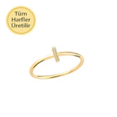 14 Ayar Altın I Harfli Yüzük thumbnail 1