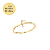14 Ayar Altın F Harfli Yüzük thumbnail 1