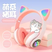 Kedi Kulaklı Bluetooth Kulaklık - Genç Pembe - 2