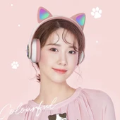 Kablosuz Kedi Kulaklıklı Gaming Kulaklık - Pembe - 4