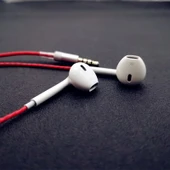 Yarı Kulak İçi Uyku Kulaklığı - 3.5mm Fiş - Kırmızı Kablo - 1
