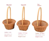 Yuvarlak Model - Imitasyon Rattan Küçük Sepet - Oyuncak, Şeker ve Hediye Sepeti - 6