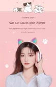 Kedi Kulaklı Bluetooth Kulaklık - Genç Pembe - 10