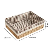 Japon Tarzı Kağıt İp Saklama Sepeti - Bej Zencefil Desenli 35x25x10cm - 1