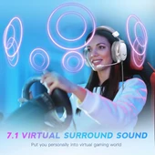 7.1 Surround Ses USB Gaming Kulaklığı - Pembe - 5