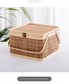 Bambu Dokuma Hediye Sepeti - Sığ Kömür Bambu Saplı Kare Sepet (24x24x16cm) - 10