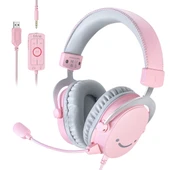 7.1 Surround Ses USB Gaming Kulaklığı - Pembe - 1