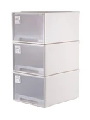 Çekmeceli Düzenleyici Kutusu - Beyaz + Şeffaf C - 30.6x32x15cm - 2'li Paket - 3