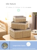 Rattan Desenli Saklama Sepeti - Kırmızı - Tam Set - 7