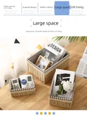 Rattan Desenli Saklama Sepeti - Kahve - Kapaklı Set - 8