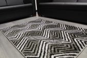 Dokuma Halı Zigzag Desen Siyah Gri 96cm x 136cm - 1