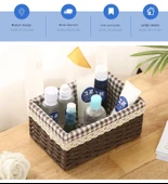 Rattan Desenli Saklama Sepeti - Kahve - Kapaklı Set - 10