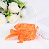 Rattan Örgü Taşınabilir Çiçek Sepeti - Kırmızı - 6