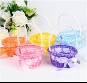 Rattan Örgü Taşınabilir Çiçek Sepeti - Sarı - 2