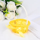 Rattan Örgü Taşınabilir Çiçek Sepeti - Mavi - 5