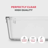 Şeffaf Masaüstü Saklama Kutusu - Alt Çizgili - 23x7.5x5.5cm - 7