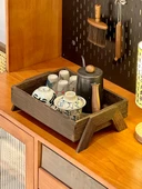 [2 Parça Set] Ahşap Çay Tepsisi + Atıştırmalık Tabağı thumbnail 3