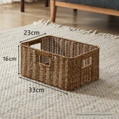 Japon Tarzı Rattan Masaüstü Saklama Kutusu - 33x23x16 Kahverengi - 1