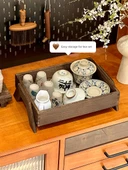 [2 Parça Set] Ahşap Çay Tepsisi + Atıştırmalık Tabağı thumbnail 2