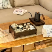 [2 Parça Set] Ahşap Çay Tepsisi + Atıştırmalık Tabağı thumbnail 1