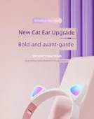 Kedi Kulaklı Gradient Renkli Kablosuz Bluetooth Kulaklık - Gök Mavisi 7.1 Stereo - 6
