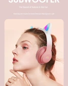 Kedi Kulaklı Gradient Renkli Kablosuz Bluetooth Kulaklık - Gök Mavisi 7.1 Stereo - 8