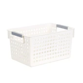 Japon Tarzı İki Renkli Plastik Saklama Sepeti - Geniş Orta Açık Pembe 2091 - 5