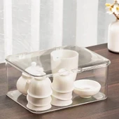 2 Adet Şeffaf Çay Seti Saklama Kutusu - Kapaklı thumbnail 4