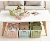 Plastik Masaüstü Saklama Sepeti - Düz Orta Boy - Açık Yeşil - 11