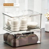 2 Adet Şeffaf Çay Seti Saklama Kutusu - Kapaklı thumbnail 1