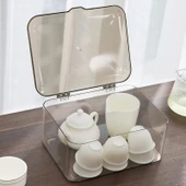 2 Adet Şeffaf Çay Seti Saklama Kutusu - Kapaklı thumbnail 3