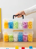 Oyuncak Yapı Taşı Saklama Kutusu - Sarı +6 Şeffaf İç Kutu [2'li Paket] - 6