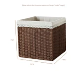 Katlanabilir Hasır Saklama Kutusu - Kahverengi Astarlı - 29x29x29 cm - 1