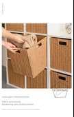 Katlanabilir Hasır Saklama Kutusu - Kahverengi Astarlı - 29x29x29 cm - 10