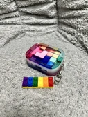 Airpods 1/2. Nesil Şeffaf 3D Puzzle Kılıf - Bloklu Kolye Ucu - 1
