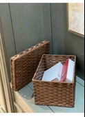 Japon Stili Rattan Saklama Kutusu - Küçük Boy Koyu Kahverengi Kapaklı - 10