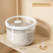 Mutfak Tipi Böcek ve Nem Geçirmez Pirinç Saklama Kabı - Beyaz Şeffaf - 10 kg - 1